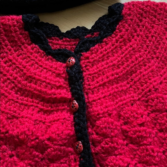 Charming Red and Black ladybug Crochet Baby Set - Picture 2 of 7